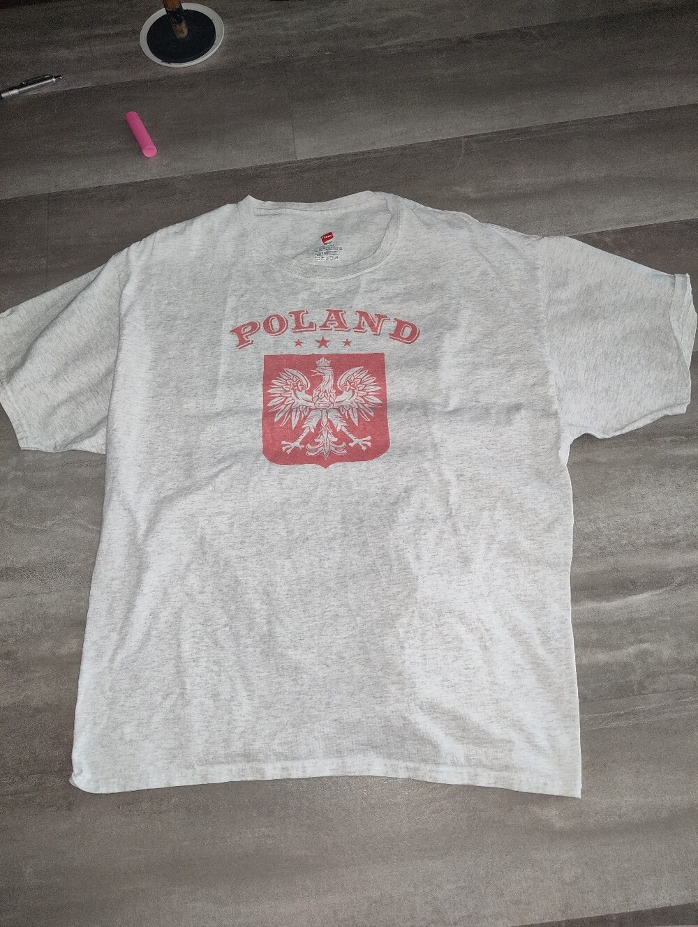 Poland Graphic T Shirt Mens XL Gray Hanes Tagless Polish Eagle Crest Tee